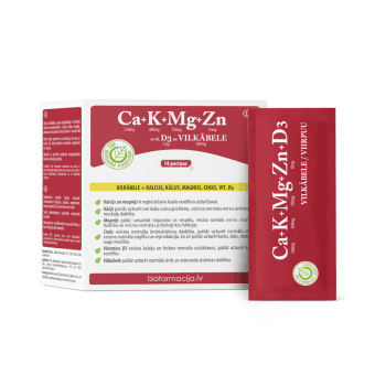 CA+K+MG+ZN AR VIT.D3 UN VILKĀBELE, pulveris, 14 paciņas