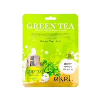 EKEL увлажняющая маска для лица ULTRA HYDRATING ESSENCE MASK GREEN TEA, 1 шт.