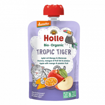 HOLLE bio яблочно-манговый смузи с маракуйей для младенцев от 8 мес. TROPIC TIGER, 100 г