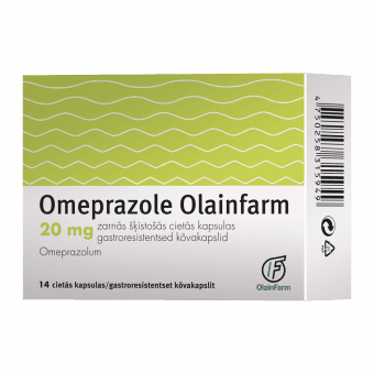 OMEPRAZOLE OLAINFARM 20 mg zarnās šķīstošās cietās kapsulas, N14