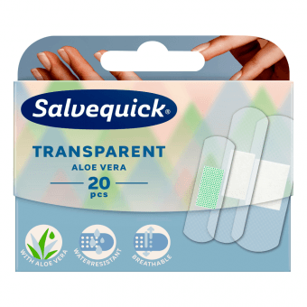 SALVEQUICK plāksteri TRANSPARENT ALOE VERA, 20 gab.