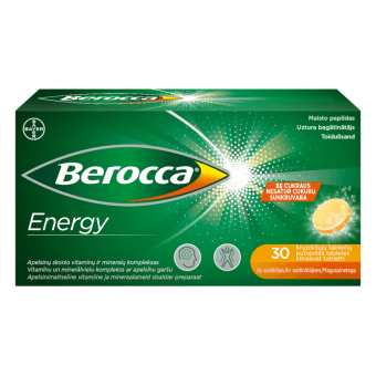 BEROCCA ENERGY vitamīnu un minerālvielu komplekss, 30 putojošo tablešu