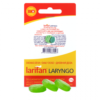 LARIFAN LARYNGO konfektes piparmētra ar laimu, 23 g