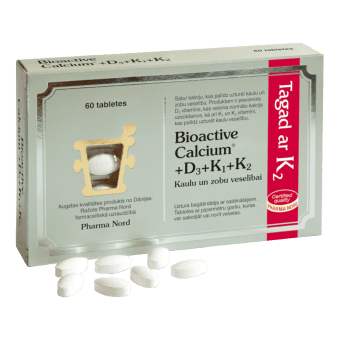 BIOACTIVE CALCIUM+D3+K1+K2 tabletes, 60 gab.