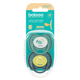 BABOO ortodontiskie lateksa knupīši ar futrāli, 6+ mēnešiem LAGOON FIESTA, 2 gab.