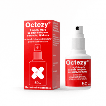 OCTEZY 1 mg/20 mg/g uz ādas lietojams aerosols, 50 ml