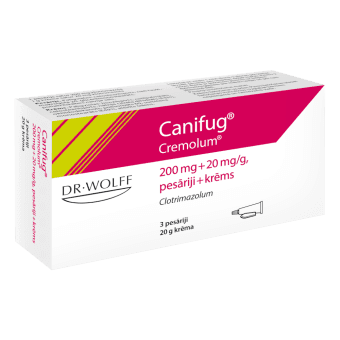 CANIFUG CREMOLUM, 200 mg + 20 mg/g, 3 pesāriji + krēms 20 g