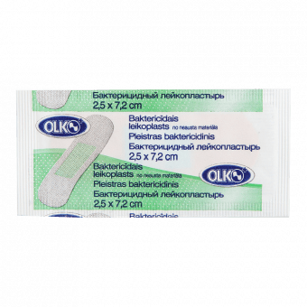 OLKO baktericīdais plāksteris, 2.5x7.2 cm, 1 gab.