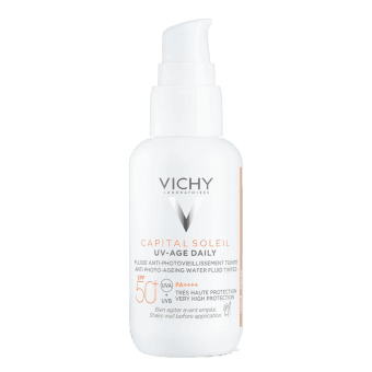 VICHY sejas saules  aizsargfluīds (ar toni) CAPITAL SOLEIL UV-AGE SPF 50+, 40 ml