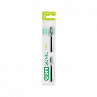 GUM zobu birstes maiņas galviņas SONIC DAILY BLACK, 2 gab.