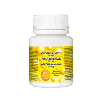 ASKORBINSKĀBE 50 mg dražejas, 200 gab.