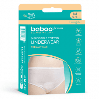 BABOO pēcdzemdību kokvilnas biksītes, M izmērs, 4 gab.
