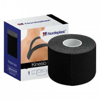NORDEPLAST кинезиологический тейп, черный, 5смx5м, 1 шт.
