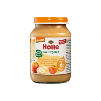 HOLLE ābolu, banānu un aprikožu biezenis BIO, 190 g