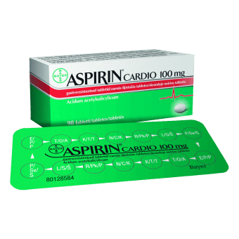 ASPIRIN CARDIO 100 mg zarnās šķīstošās tabletes, N98