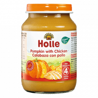 HOLLE bio тыквенное пюре с курицей, для младенцев от 4 мес., 190 г
