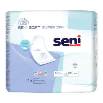 SENI SOFT SUPER DRY absorbējošie palagi, 90x60cm, 15 gab.