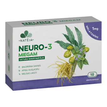 NATĒJA пищевая добавка для сна с Мелатонином, NEURO 3, 10 шт.