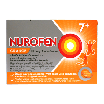 NUROFEN bērniem 100 mg apelsīnu mīkstās košļājamās kapsulas, N12