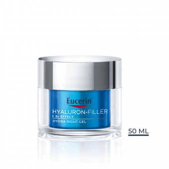 EUCERIN mitrinošs nakts gēlkrēms ar hialuronskābi un vitamīnu B5 HYALURON-FILLER +3x EFFECT, 50 ml