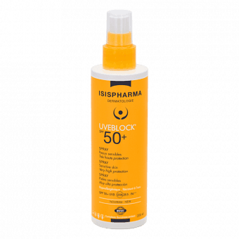 ISISPHARMA спрей с высокой степенью защиты для лица и тела UVEBLOCK Spray SPF50+, 200 мл
