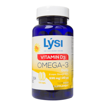 LYSI Zivju eļļa Omega-3 +vitamīns D, 120 gab.