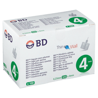 BD PEN инсулиновые иглы 4 мм x 32G, 100 шт.