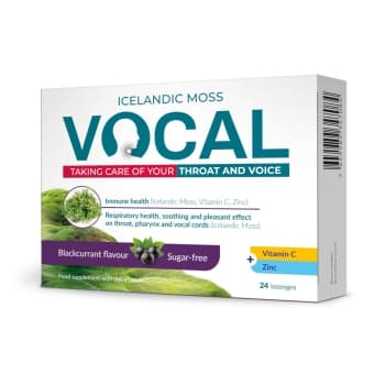 VOCAL sūkājamās pastilas ar upeņu garšu, 24 gab.