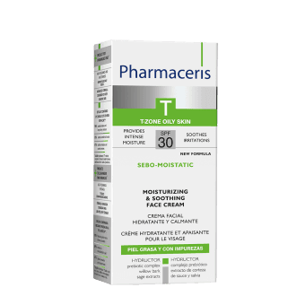 PHARMACERIS T mitrinošs un nomierinošs sejas krēms SPF30 SEBO-MOISTATIC, 50 ml