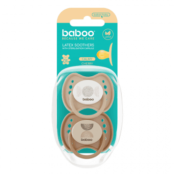 BABOO apaļie lateksa knupīši ar futlāri, 0+ mēnešiem AU NATURALE, 2 gab.