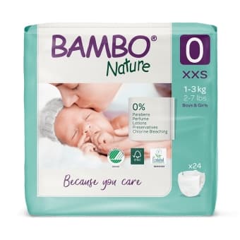 BAMBO NATURE autiņbiksītes PREMATURE, 0.izmērs, 1-3 kg, 24 gab.