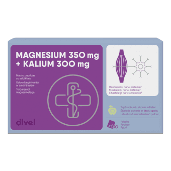 OLVEL Magnesium 350mg+Kalium 300mg, 30 gab.