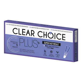 Clear Choice - 2 strīpveida grūtniecības noteikšanai testi, 1 gab.