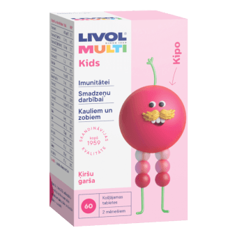 LIVOL MULTI KIDS (ĶIRŠU GARŠA) košļājamās tabletes, 60 gab.