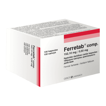 FERRETAB COMP. 152,10 mg/0,50 mg cietās kapsulas, N100
