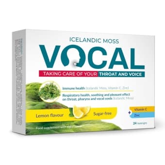 VOCAL sūkājamās pastilas ar citronu garšu, 24 gab.