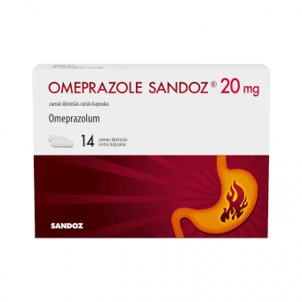 OMEPRAZOL SANDOZ 20 mg zarnās šķīstošās cietās kapsulas, N14