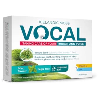 VOCAL sūkājamās pastilas ar piparmētru garšu, 24 gab.