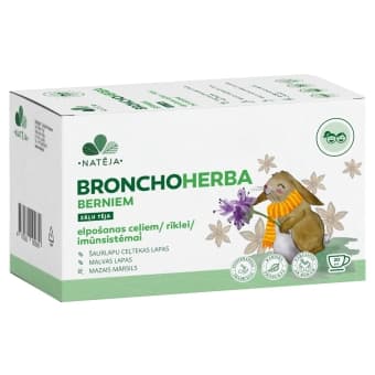 NATĒJA zāļu tēja bērniem BRONCHOHERBA, 20 paciņas