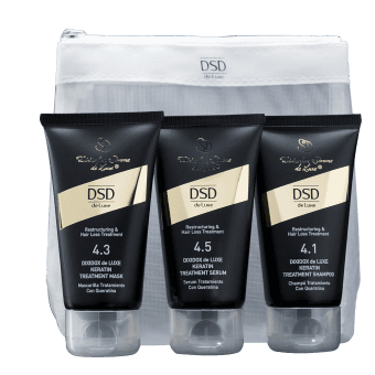 DSD DIXIDOX DE LUXE ceļojuma komplekts: 4.1 šampūns 50ml, 4.3 matu maska 50ml, 4.5 matu serums 50ml