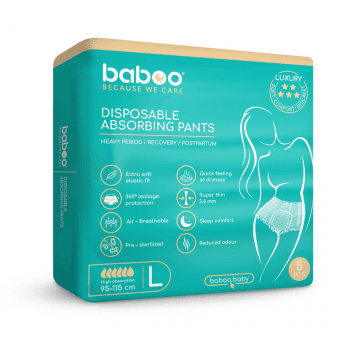 BABOO Vienreizlietojamās absorbējošās biksītes, L izmērs, 5 gab.