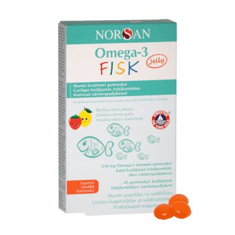 NORSAN желейные конфеты OMEGA-3 FISK JELLY, 45 шт.