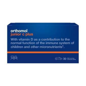 ORTHOMOL JUNIOR C PLUS ar apelsīnu garšu, 30 košļājamās tabletes