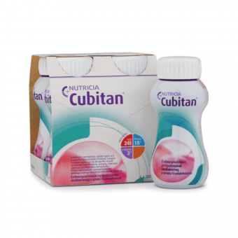 NUTRICIA CUBITAN клубничный жидкий корм, 4 шт., 200 мл